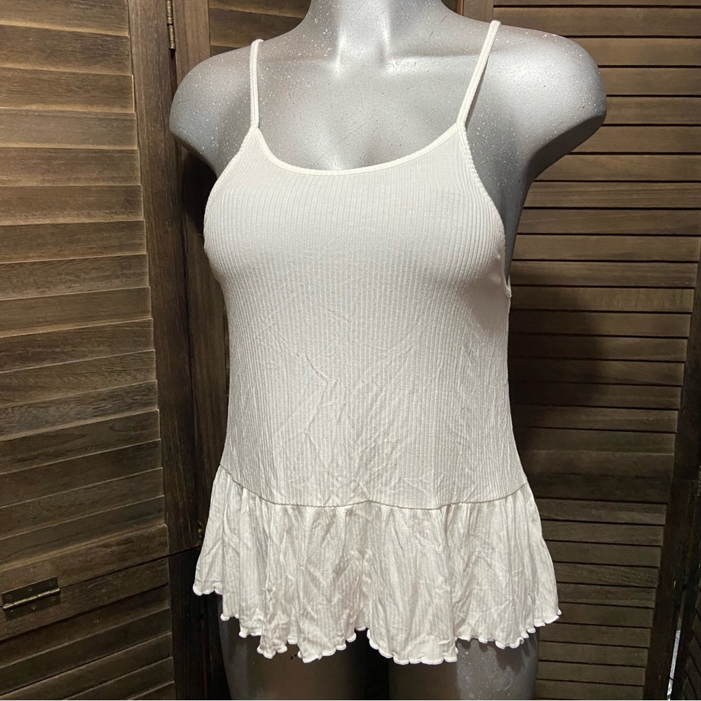 America Eagle Soft & Sexy Y2K Tank Top Ruffle Hem Fairy Coastal Beach Bohemian
